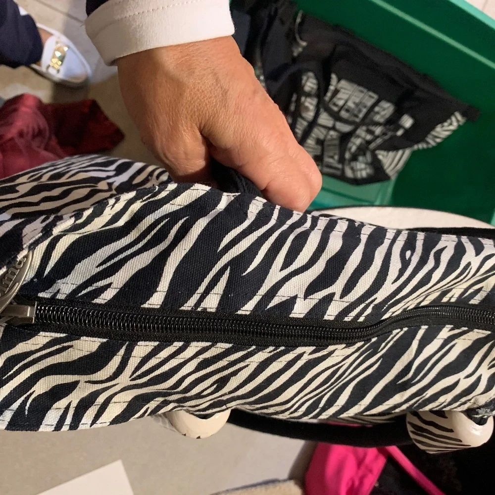 St. Martin Black/White Zebra Print Canvas Beach/Tote Bag